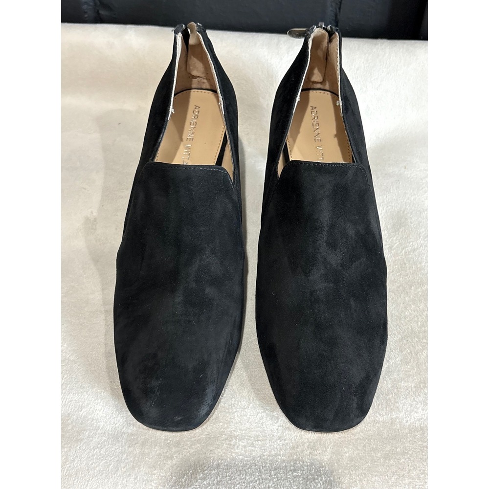 Adrienne Vittadini Lave Black Suede Leather Block Heel Ankle Boots Womens 6.5M